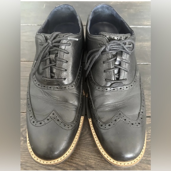 Cole Haan Grand OS Men's Black Leather Wingtip Oxford Dress Shoes Size 9 C21825 - Picture 1 of 6